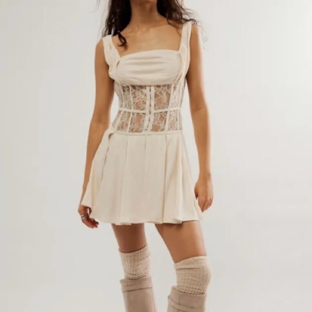 NWT Free People Odette Lace Corset Mini Dress